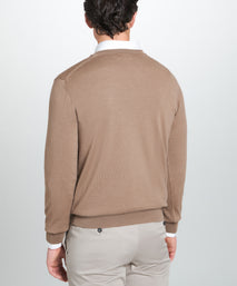 Camel Merino Wool V-Neck Sweater