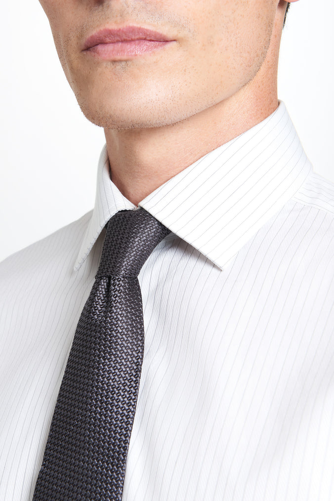 Grey Tonal Textured Woven Silk Tie