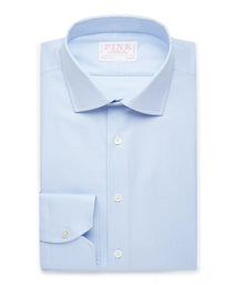 Pale Blue & White Slim Fit Royal Twill Puppytooth Formal Shirt