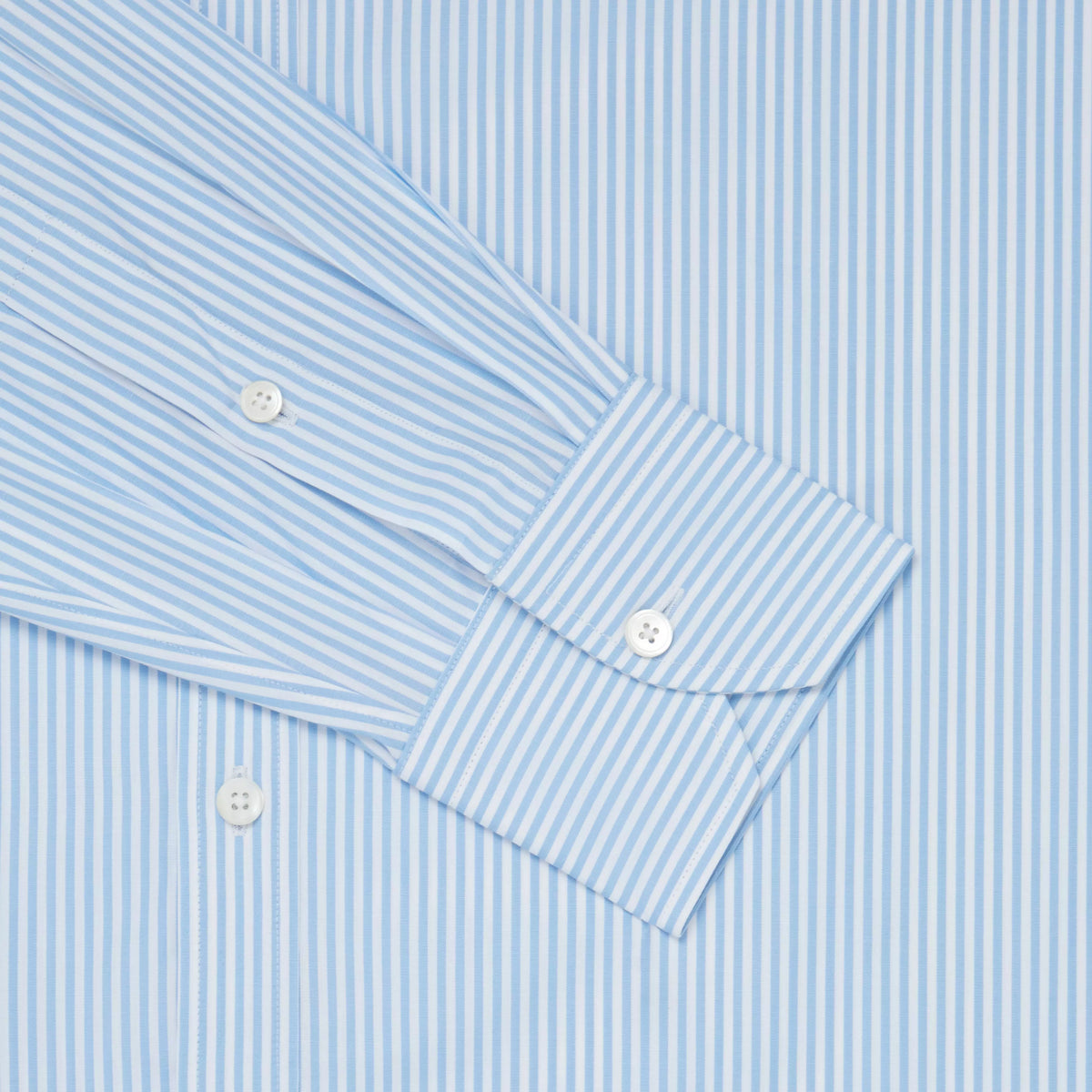 Pale Blue & White Classic Fit Core Poplin Bengal Stripe Formal Shirt