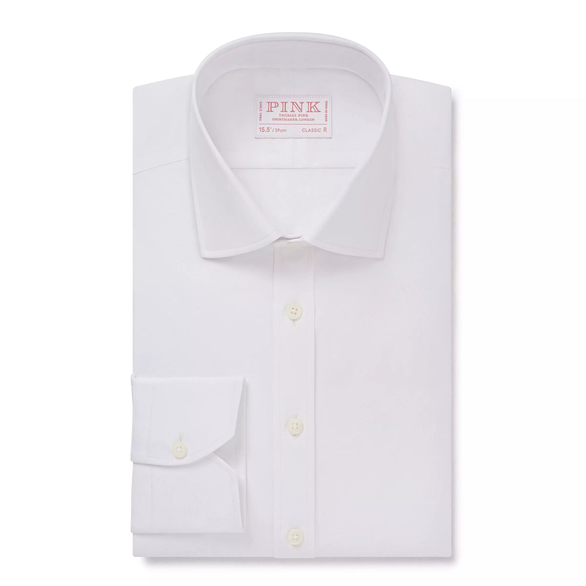 White Classic Fit Solid Cotton Formal Shirt