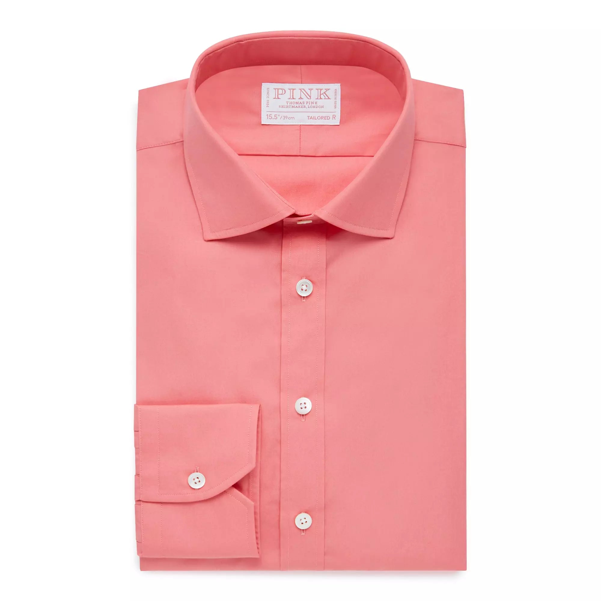 Coral Pink Tailored Fit Superior Solid Plain Formal Shirt