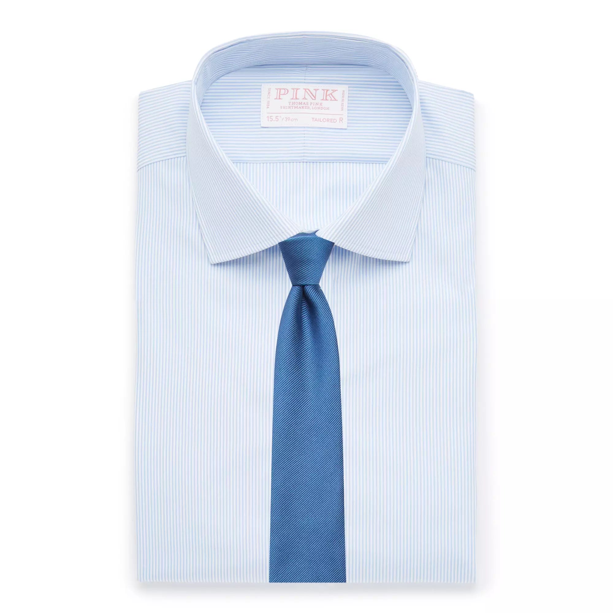 Seas Blue & White Tailored Fit Supraluxe Fine Bengal Formal Shirt