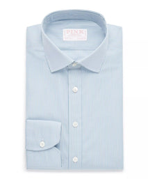 Seas Blue & White Classic Fit Supraluxe Fine Bengal Formal Shirt