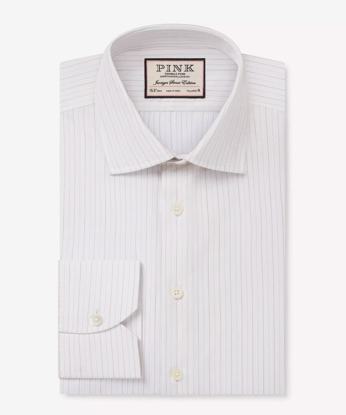 Multi & White Tailored Fit Fine City Multi Stripe Formal Shirt