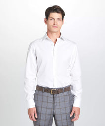 White & Black Tailored Fit Broken Twill Stripe Formal Shirt