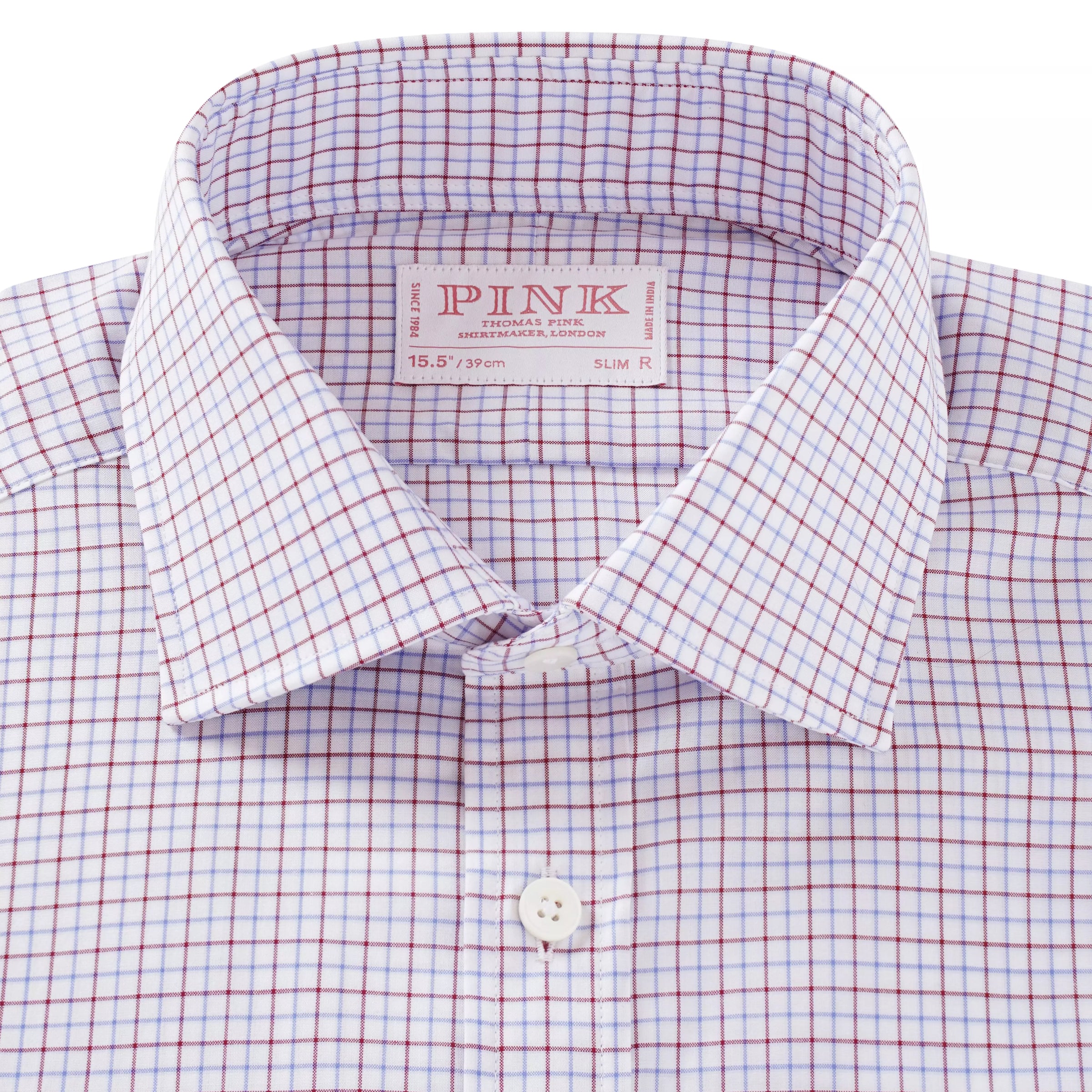 Deep Red & Blue Slim Fit Tattersall Check Formal Shirt