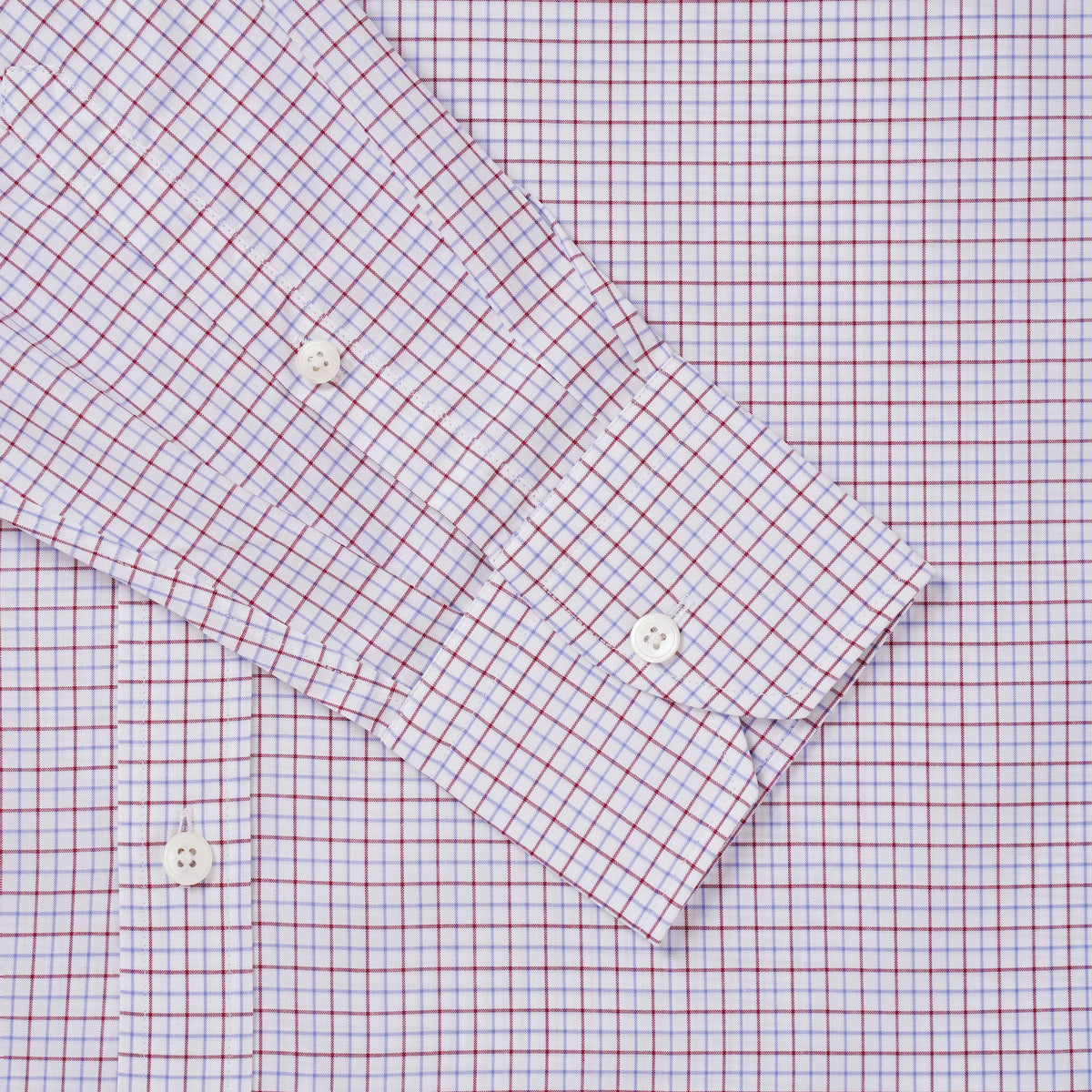 Deep Red & Blue Slim Fit Tattersall Check Formal Shirt