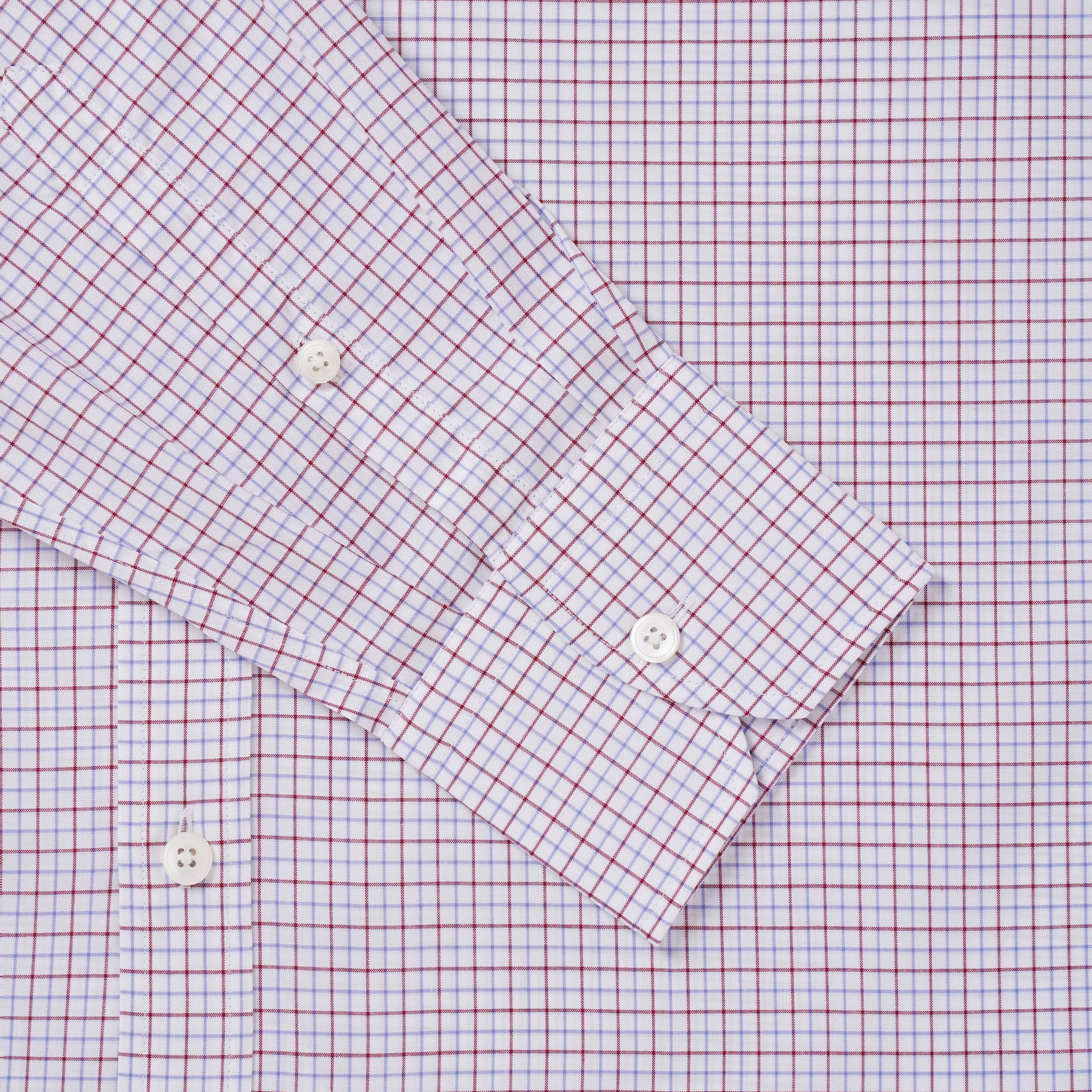 Deep Red & Blue Slim Fit Tattersall Check Formal Shirt