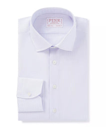 Lilac & White Tailored Fit Poplin Stripe Formal Shirt