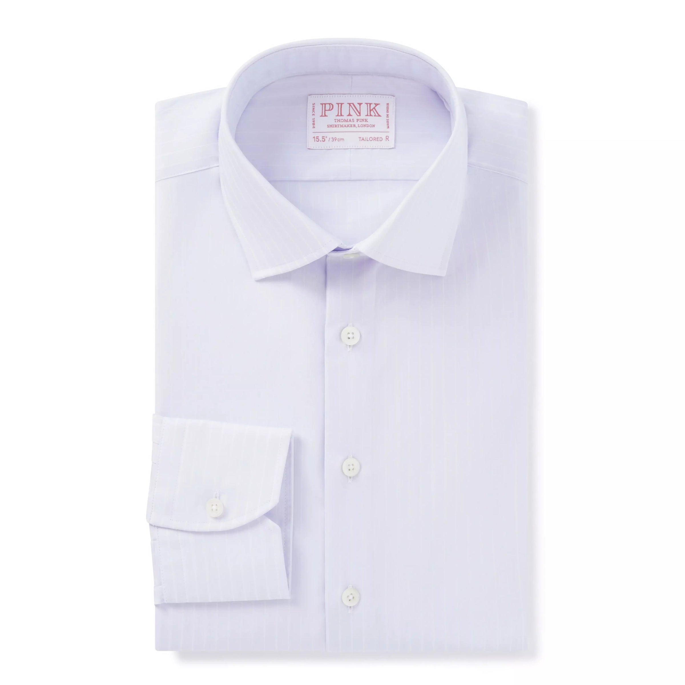 Lilac & White Tailored Fit Poplin Stripe Formal Shirt
