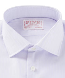 Lilac & White Tailored Fit Poplin Stripe Formal Shirt