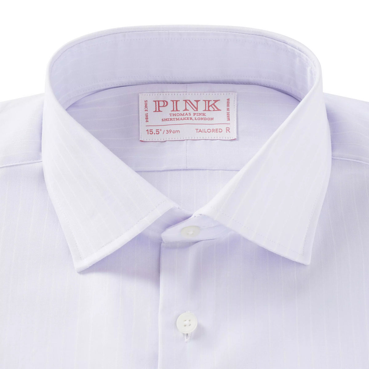 Lilac & White Tailored Fit Poplin Stripe Formal Shirt