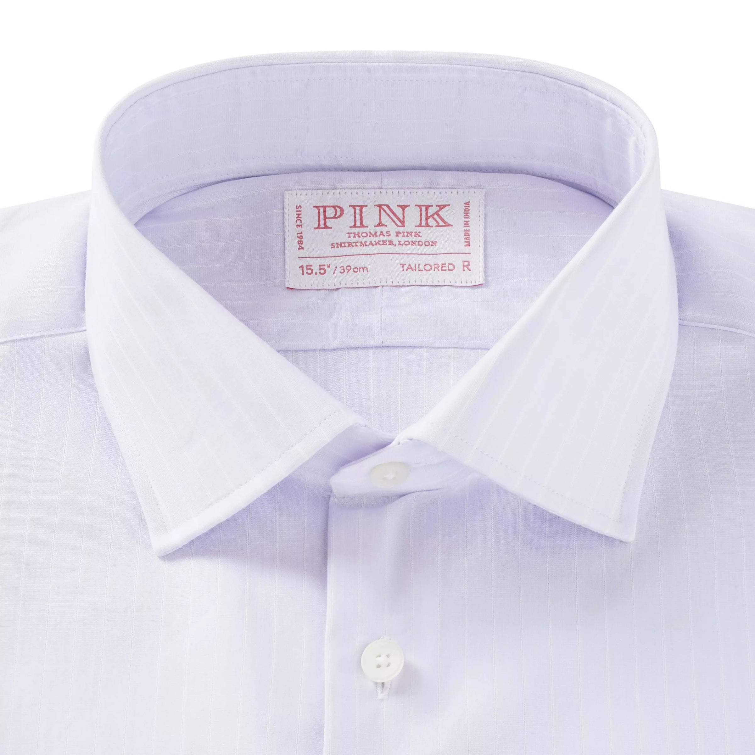 Lilac & White Tailored Fit Poplin Stripe Formal Shirt