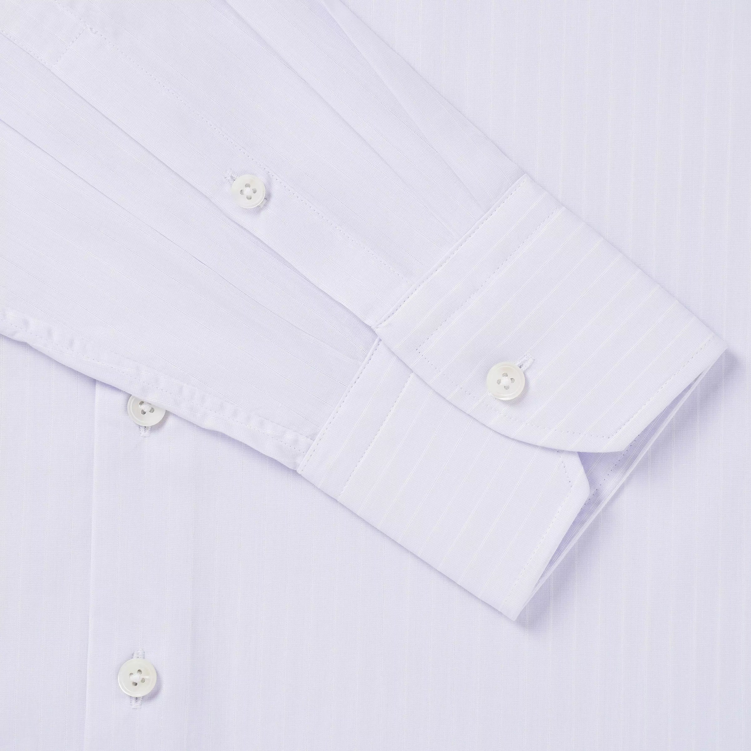 Lilac & White Tailored Fit Poplin Stripe Formal Shirt