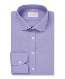 Blue & White Tailored Fit Micro Gingham Check Formal Shirt