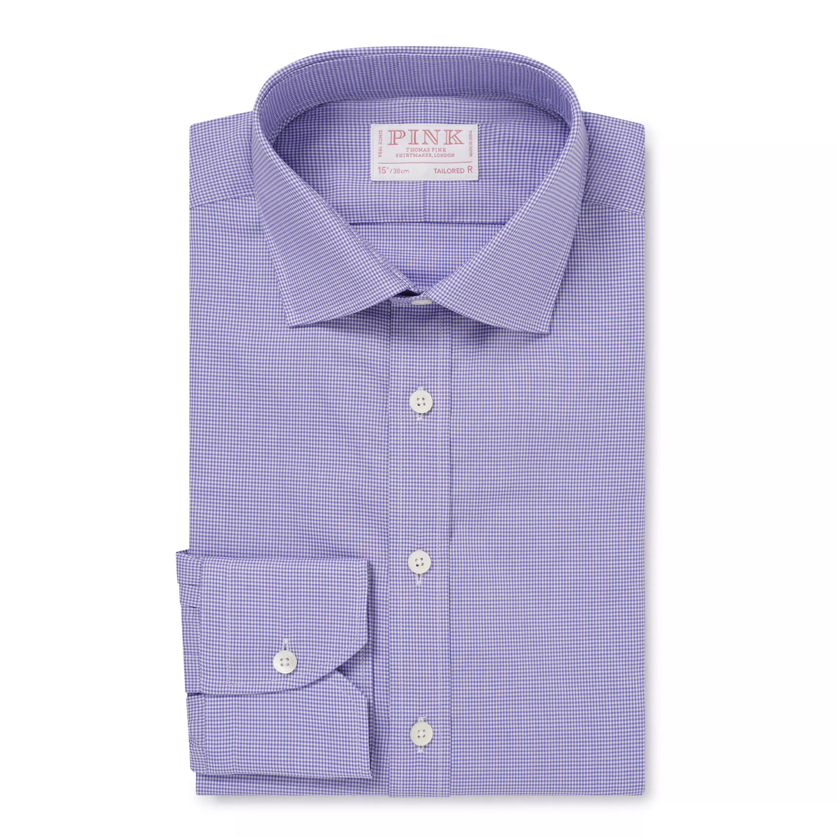 Blue & White Tailored Fit Micro Gingham Check Formal Shirt