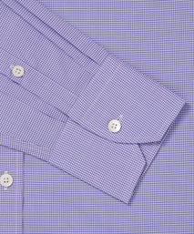 Blue & White Tailored Fit Micro Gingham Check Formal Shirt