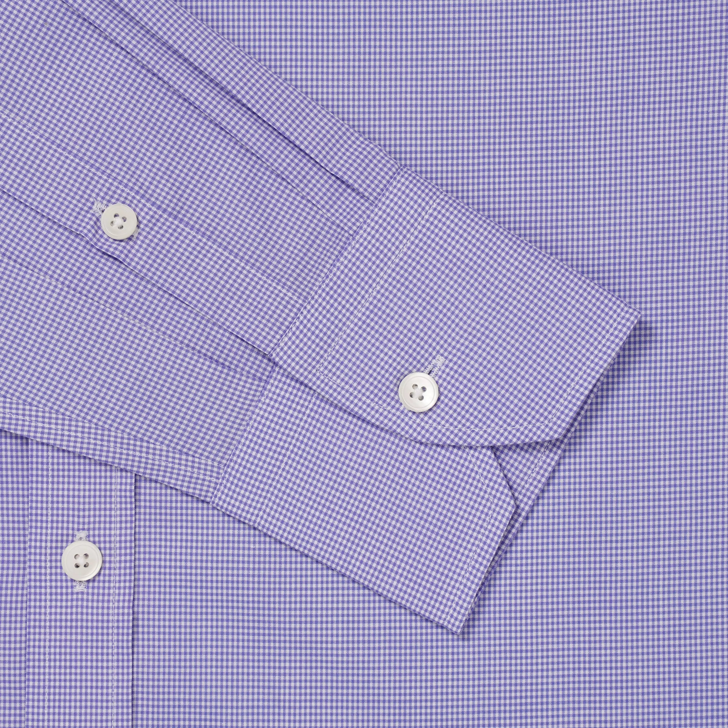Blue & White Tailored Fit Micro Gingham Check Formal Shirt