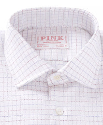 White & Multi Classic Fit Double Cuff Herringbone Check Formal Shirt