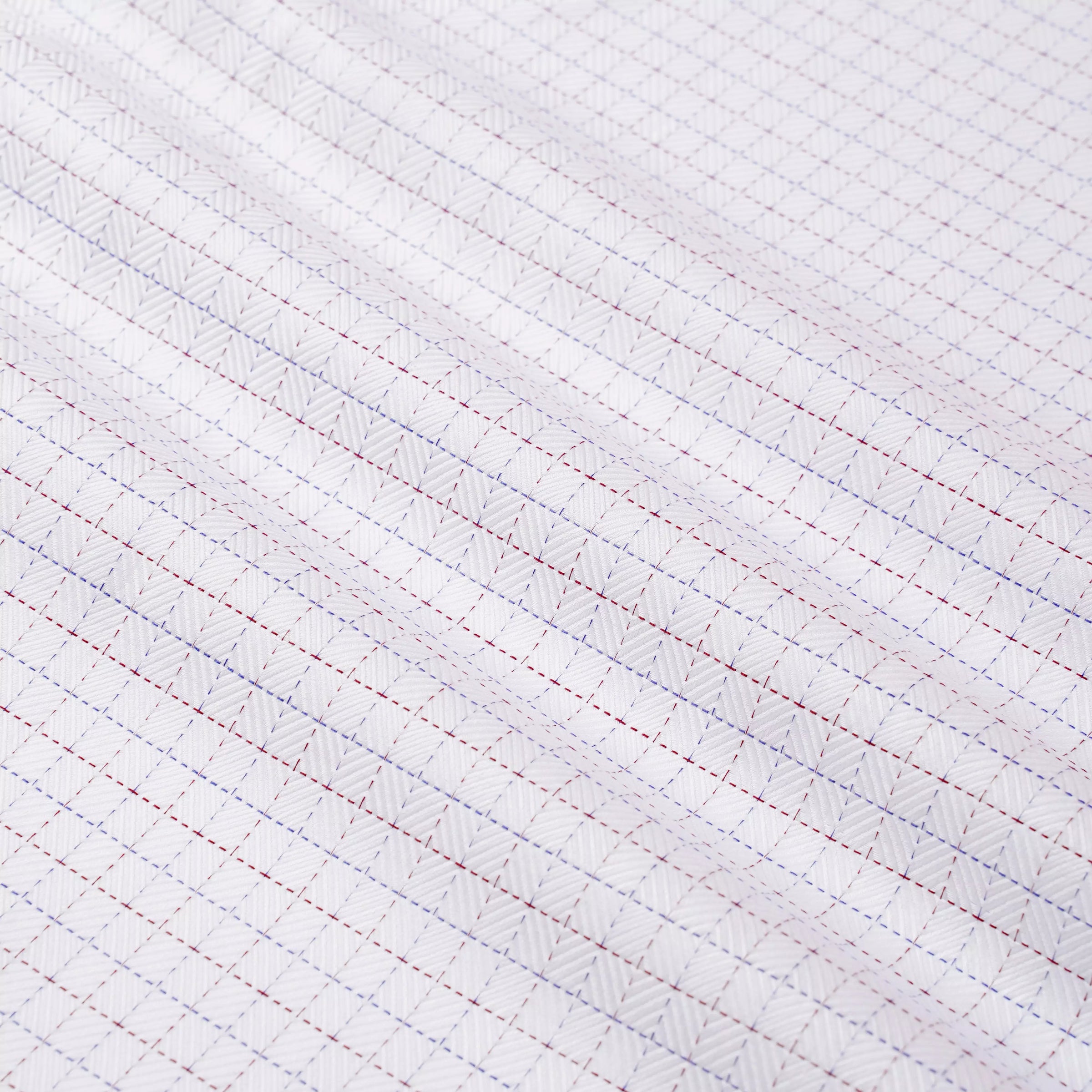 White & Multi Classic Fit Double Cuff Herringbone Check Formal Shirt