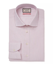 Pale Pink & White Tailored Fit Formal Fine Vintage Stripe Shirt