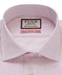 Pale Pink & White Tailored Fit Formal Fine Vintage Stripe Shirt