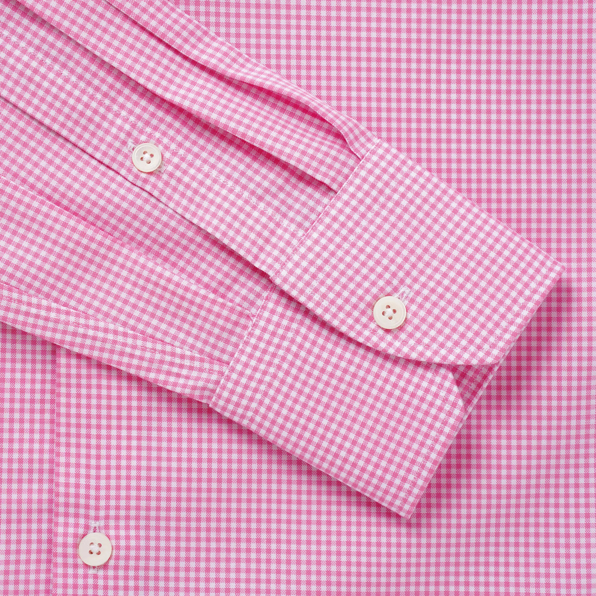 Pink & White Slim Fit Micro Gingham Check Formal Shirt