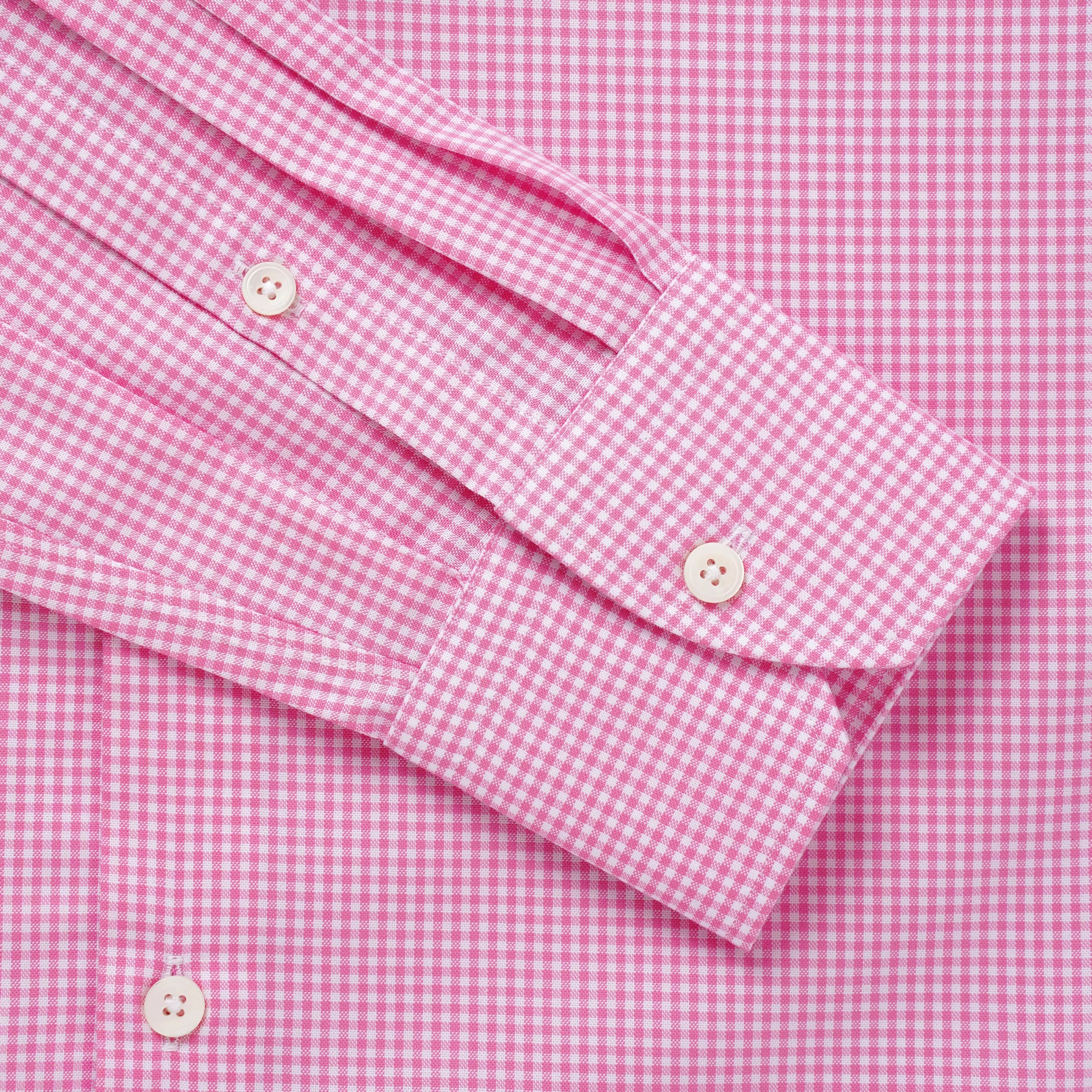 Pink & White Slim Fit Micro Gingham Check Formal Shirt
