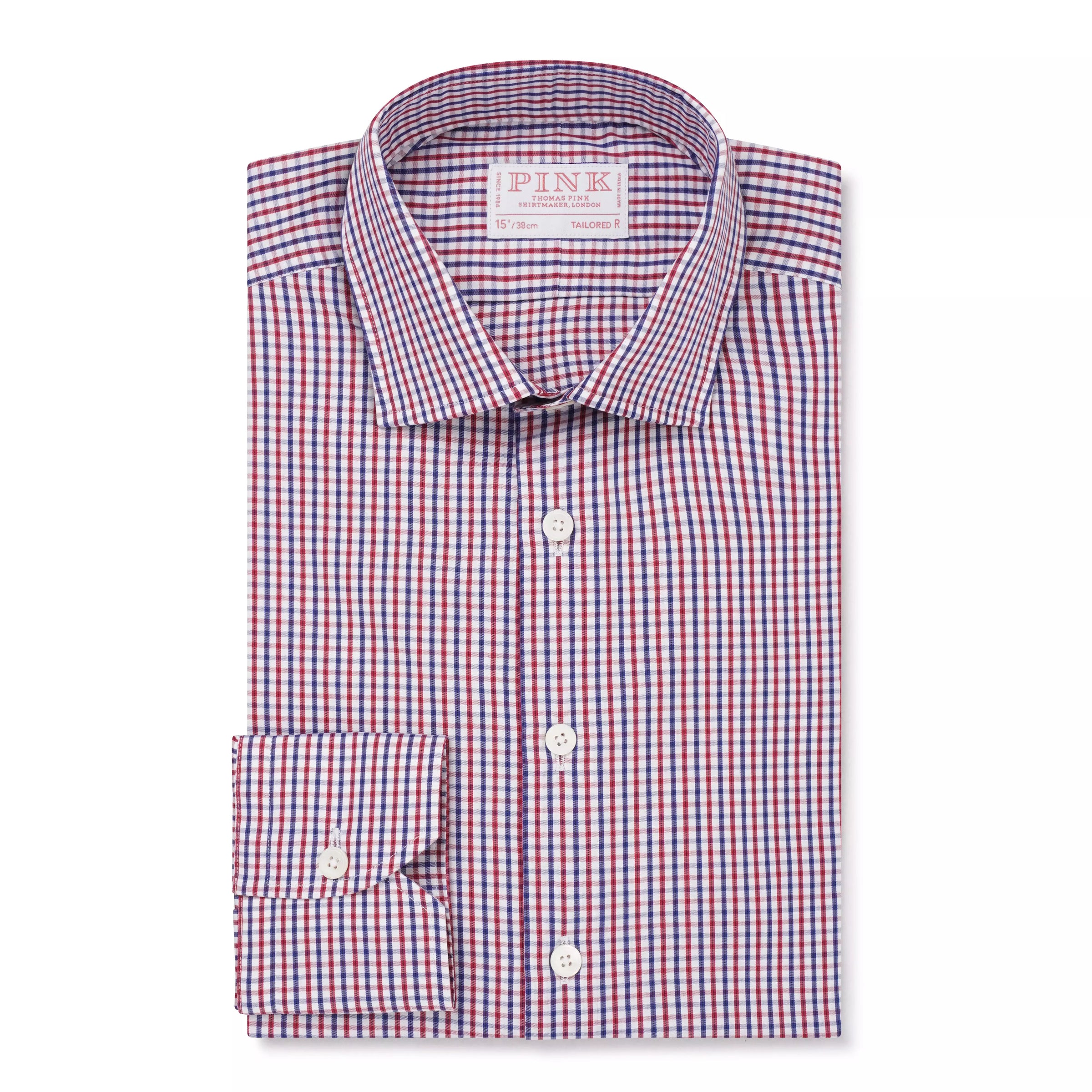 White & Multi Tailored Fit Gingham Twill Check Formal Shirt