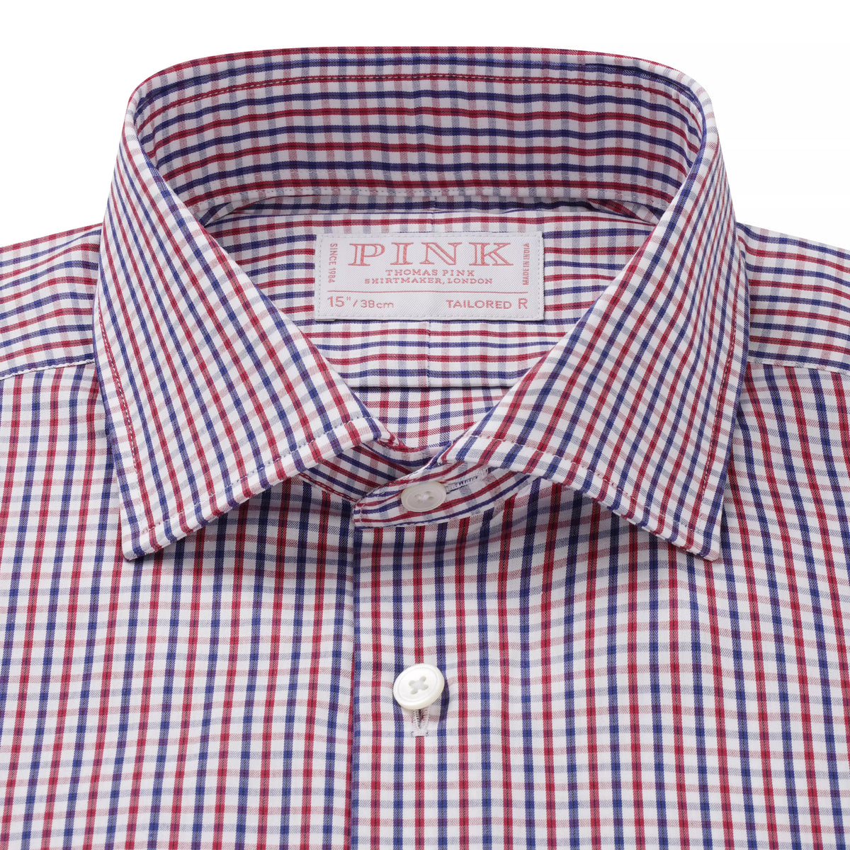 White & Multi Tailored Fit Gingham Twill Check Formal Shirt