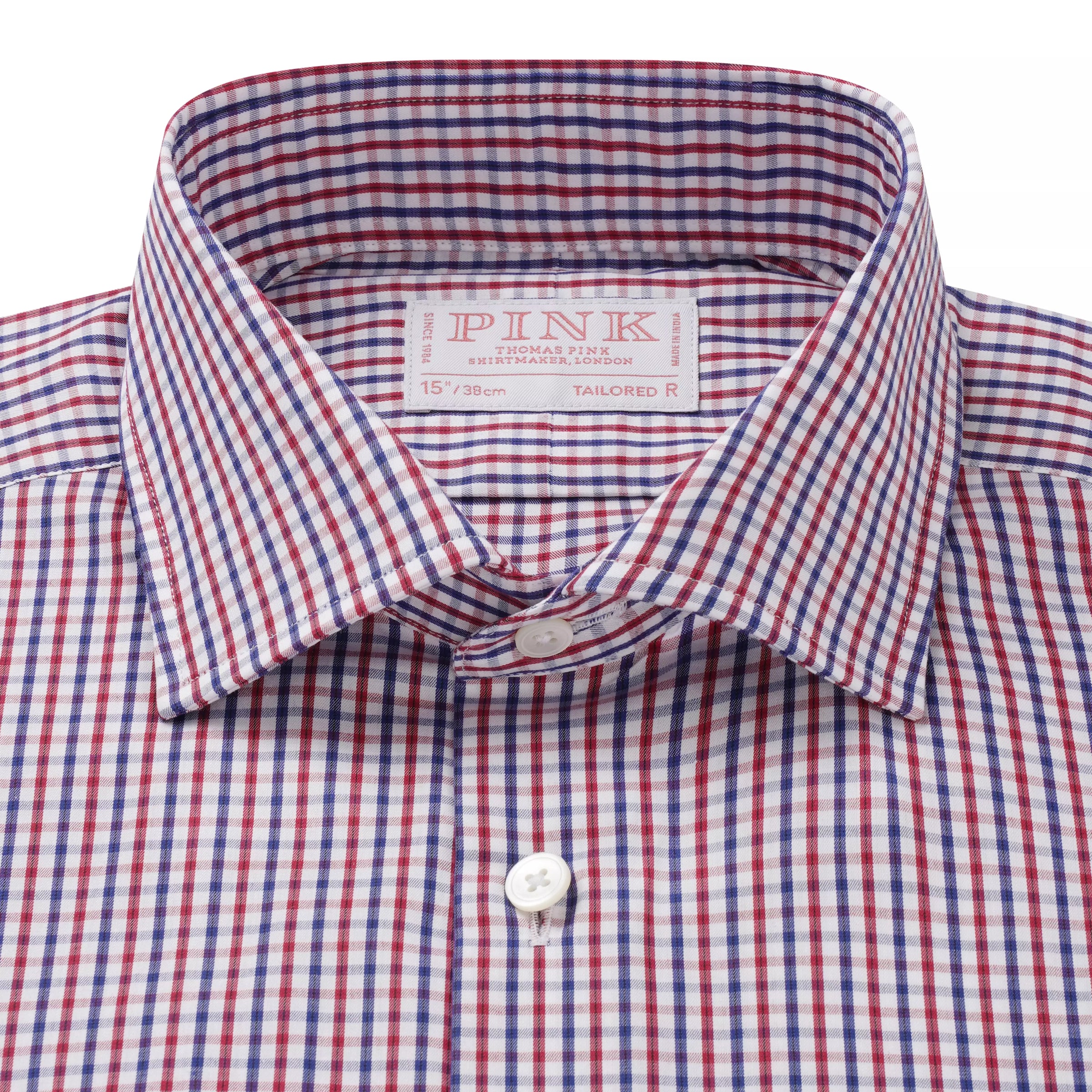 White & Multi Tailored Fit Gingham Twill Check Formal Shirt