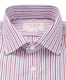 White & Multi Classic Fit Track Stripe Formal Shirt