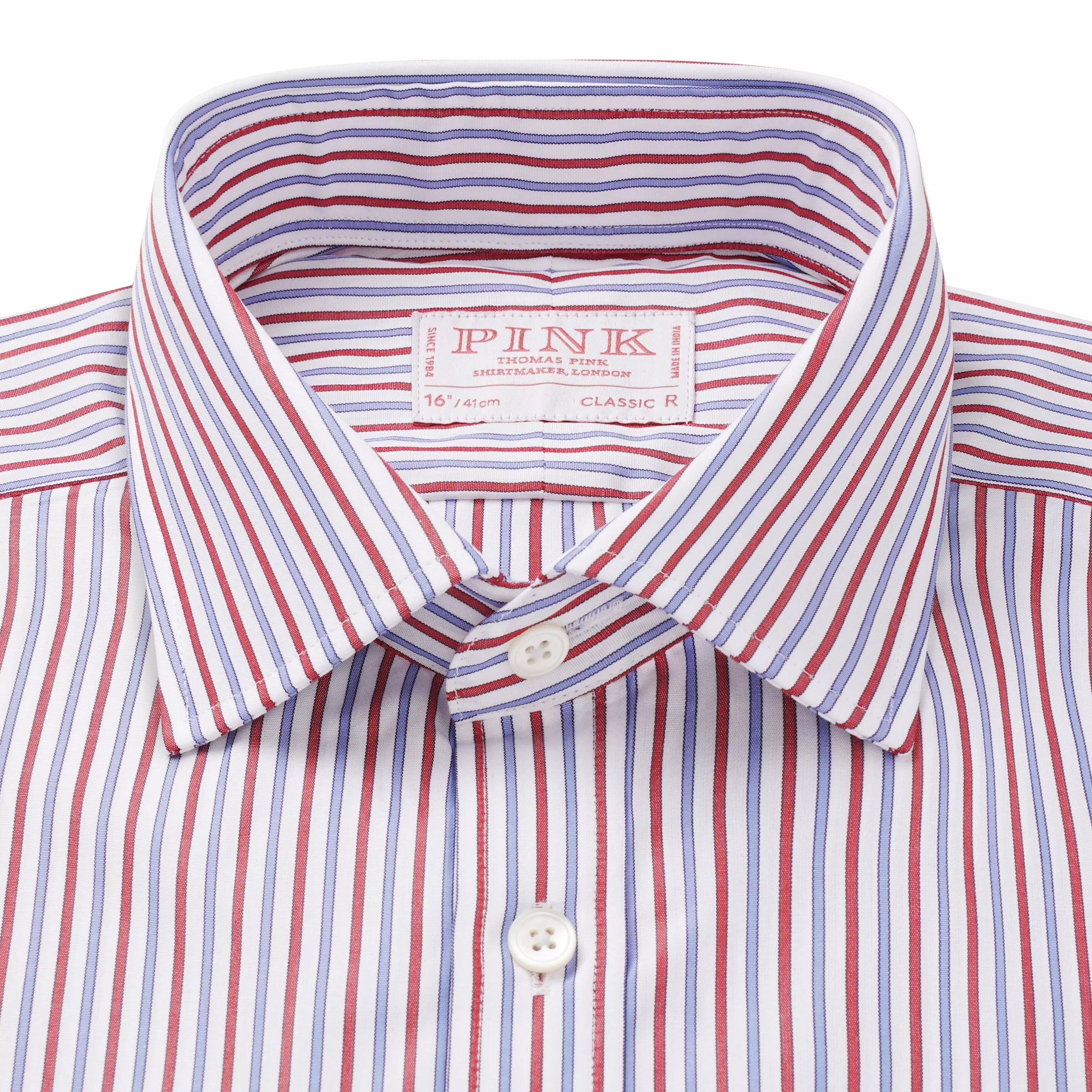 White & Multi Classic Fit Track Stripe Formal Shirt