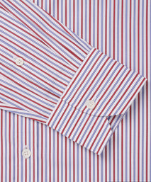 White & Multi Classic Fit Track Stripe Formal Shirt