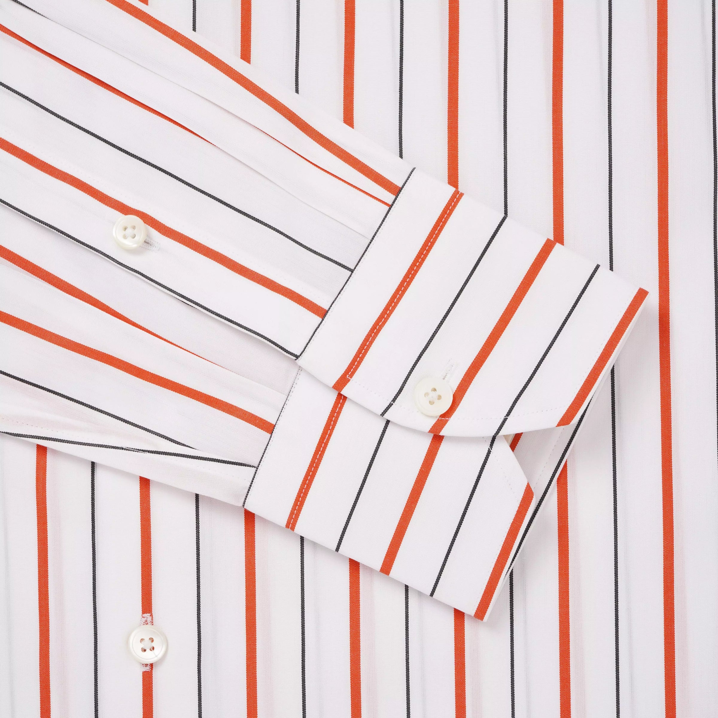 White & Orange Slim Fit Wide Set Stripe Formal Shirt