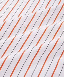White & Orange Slim Fit Wide Set Stripe Formal Shirt