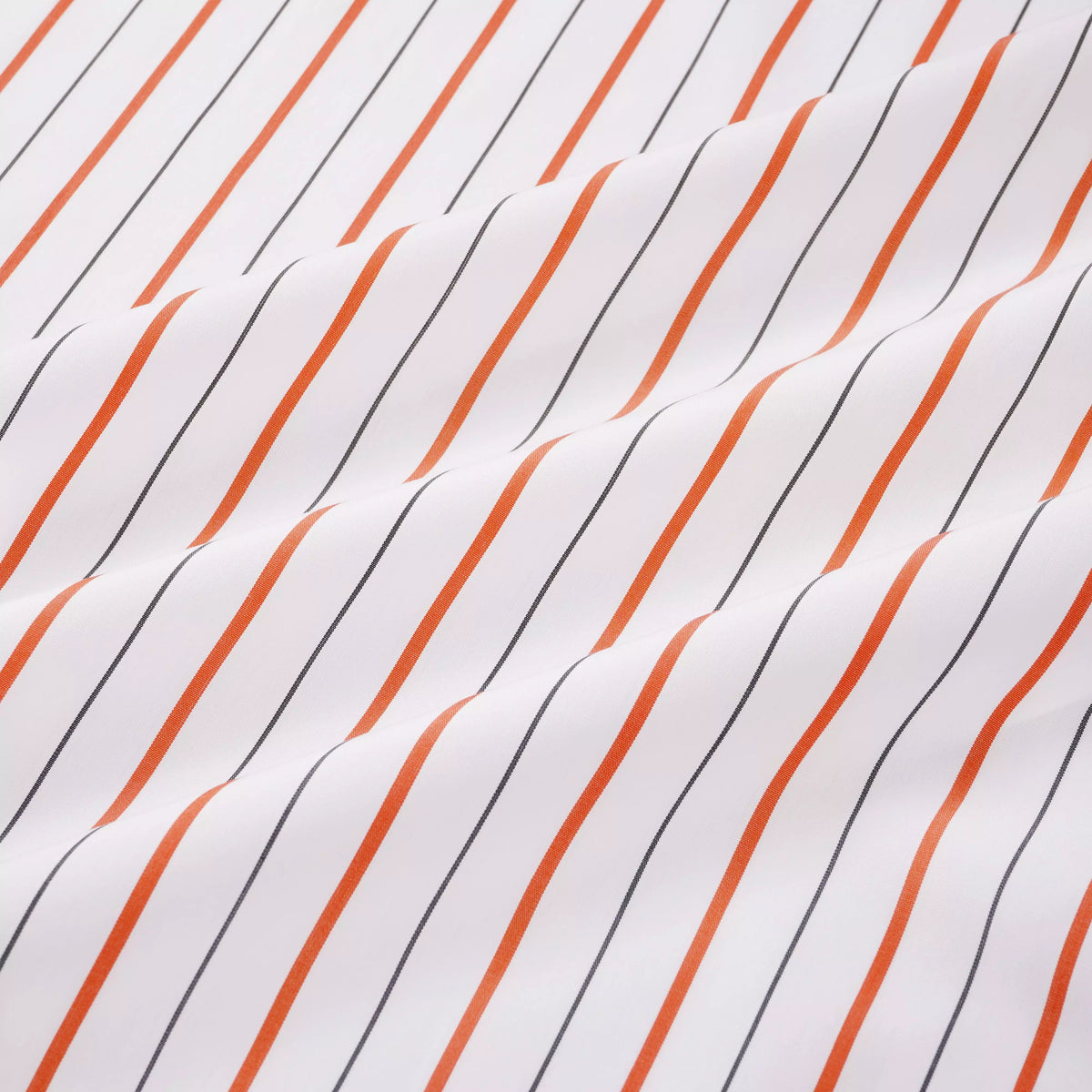 White & Orange Slim Fit Wide Set Stripe Formal Shirt