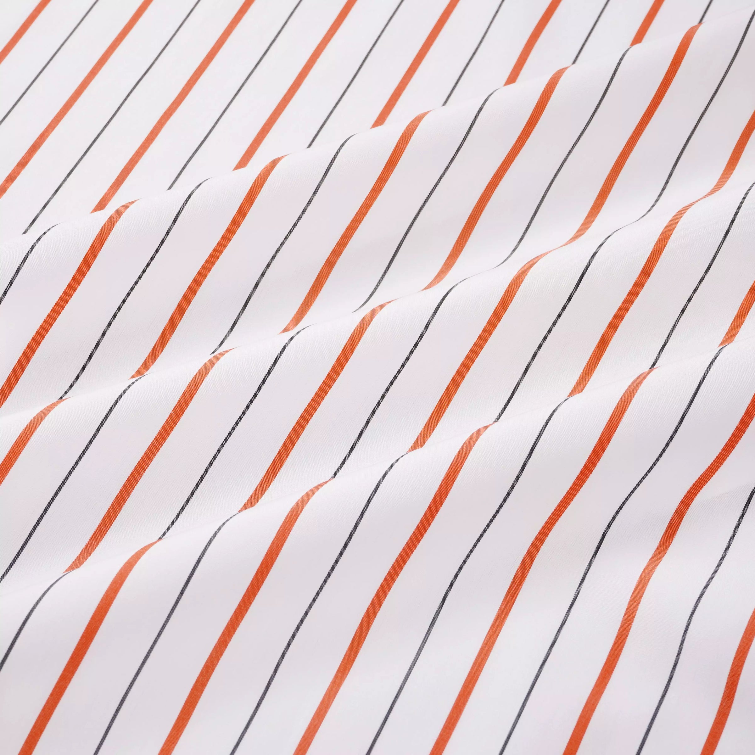 White & Orange Slim Fit Wide Set Stripe Formal Shirt