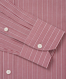Deep Red & White Tailored Fit Thick Thin Needle Stripe Formal Shirt