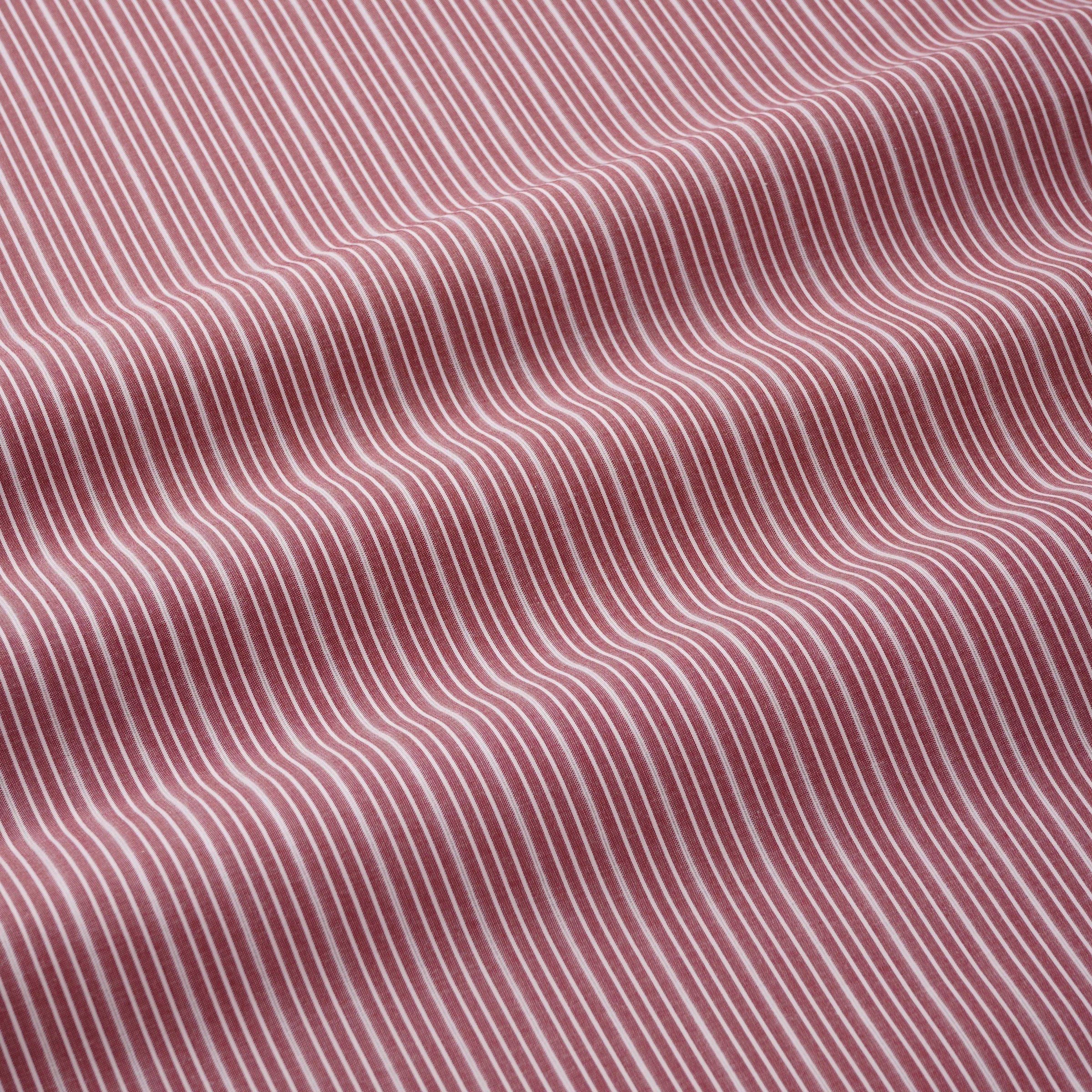 Deep Red & White Tailored Fit Thick Thin Needle Stripe Formal Shirt