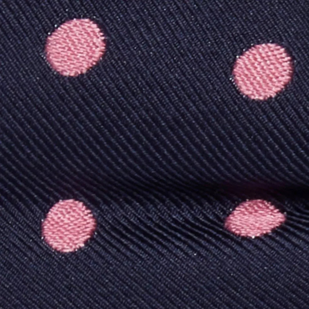 Navy & Pink Polka Dot Silk Woven Tie